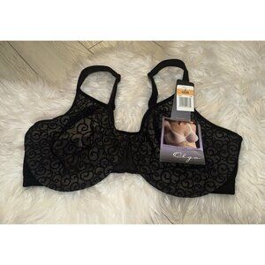 Olga 35090 Positively Fitting Silky Smooth Bra Lace Unlined UW Womens 42D Black